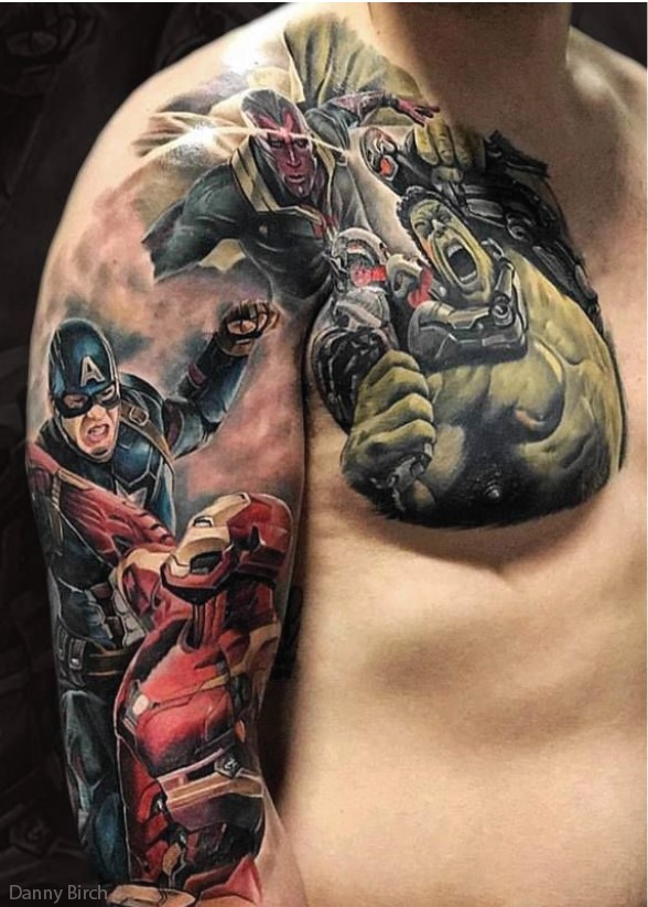 Avengers chest tattoo ideas for men