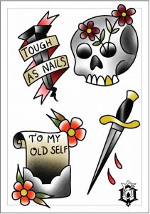 full color tattoo flash set