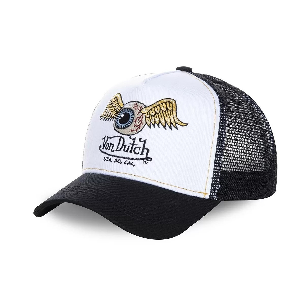 Von Dutch’s flying eye tattoo image on a hat 