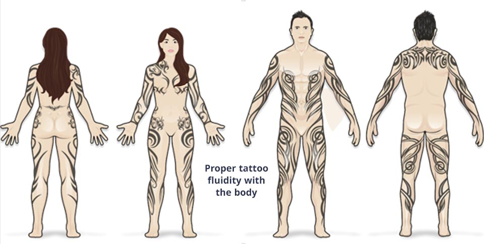 tribal tattoo that flows with the body