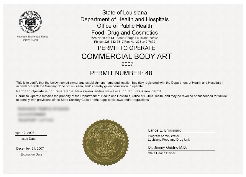 tattoo artist license / tattoo licensetattoo artist license / tattoo license