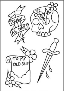 tattoo artists keep one line drawing sheet and one full color sheet