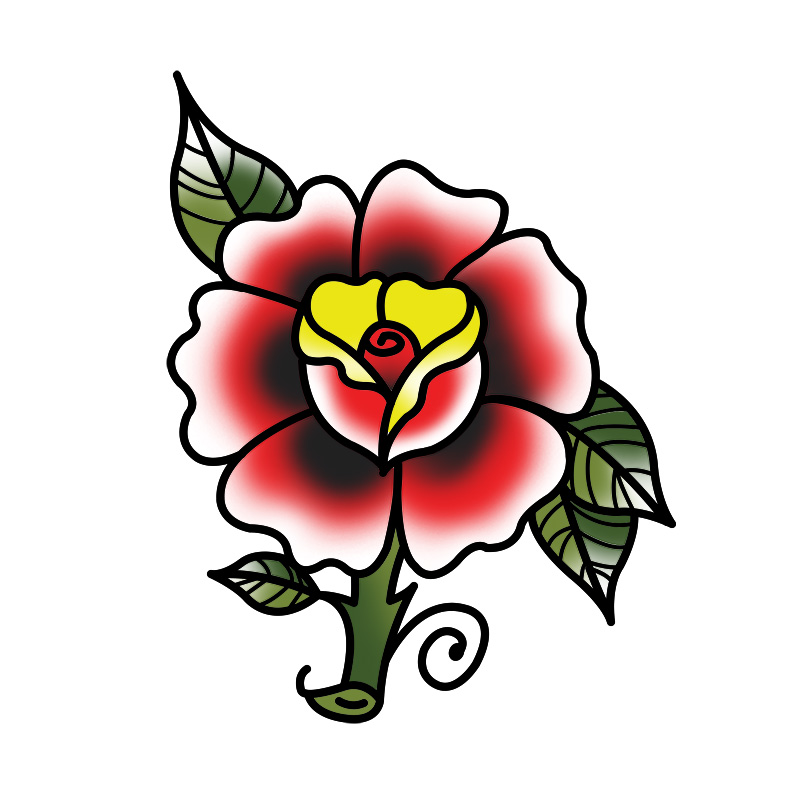 rose design in the traditional tattoo style