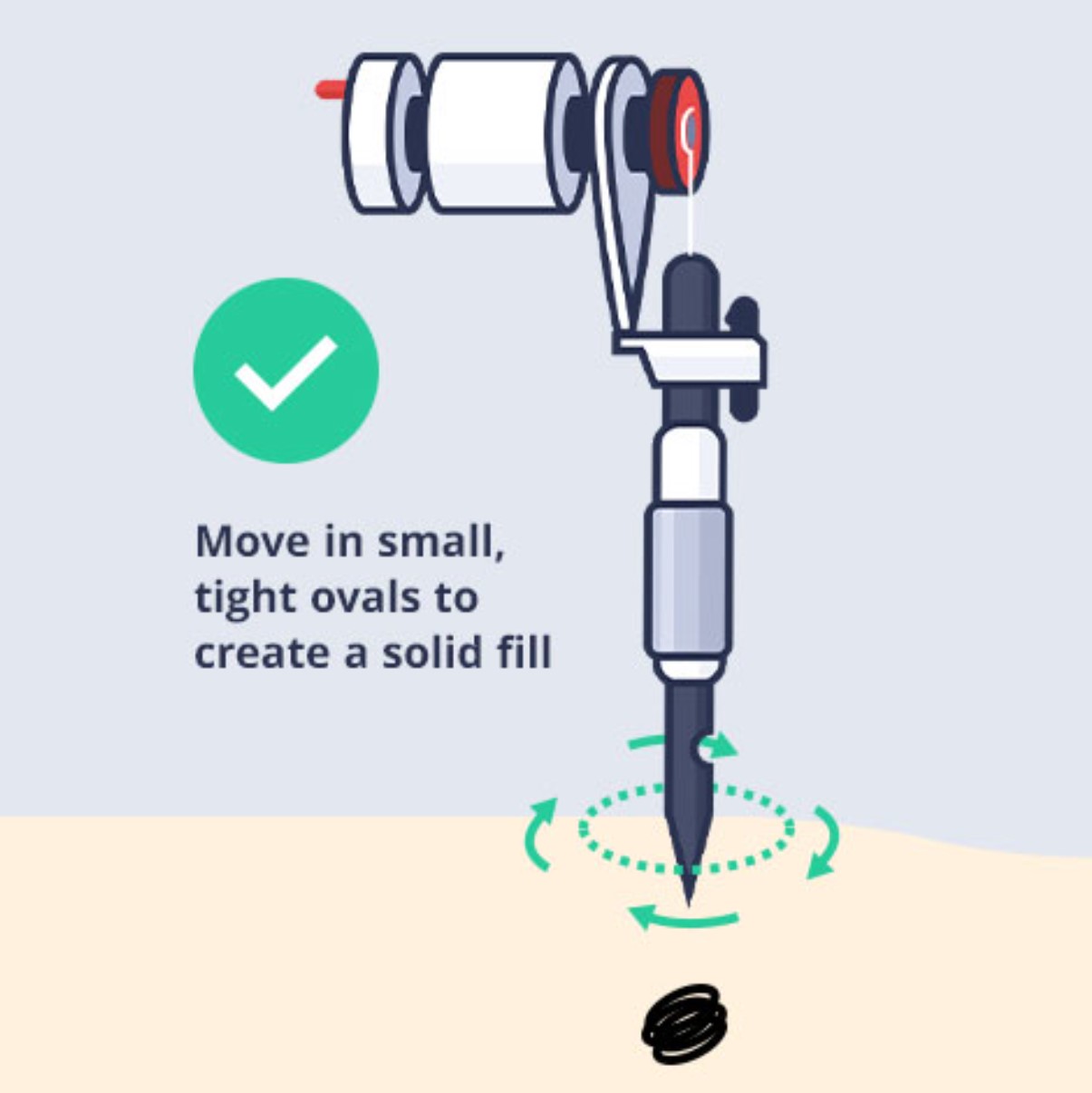 tattoo machine moving in small concentric circles