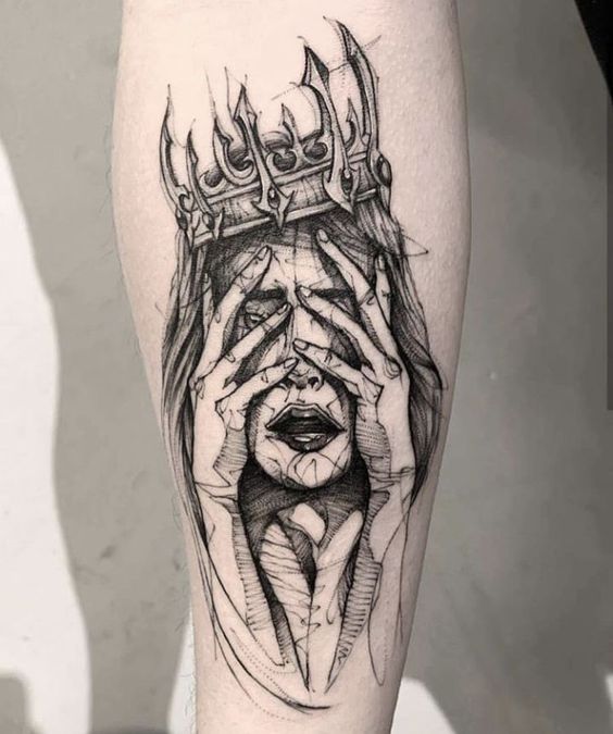 sketch tattoo of a queen
