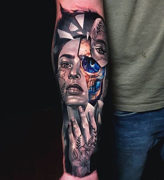 surrealism tattoo of a woman