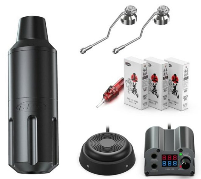 tattoo kit with rotary tattoo machine and power supply