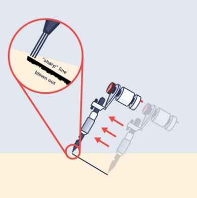 tube tip pushing excess ink in the wrong direction
