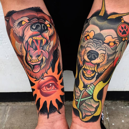 Mike Stockings bear tattoo