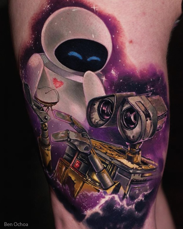 Wall-E leg tattoo