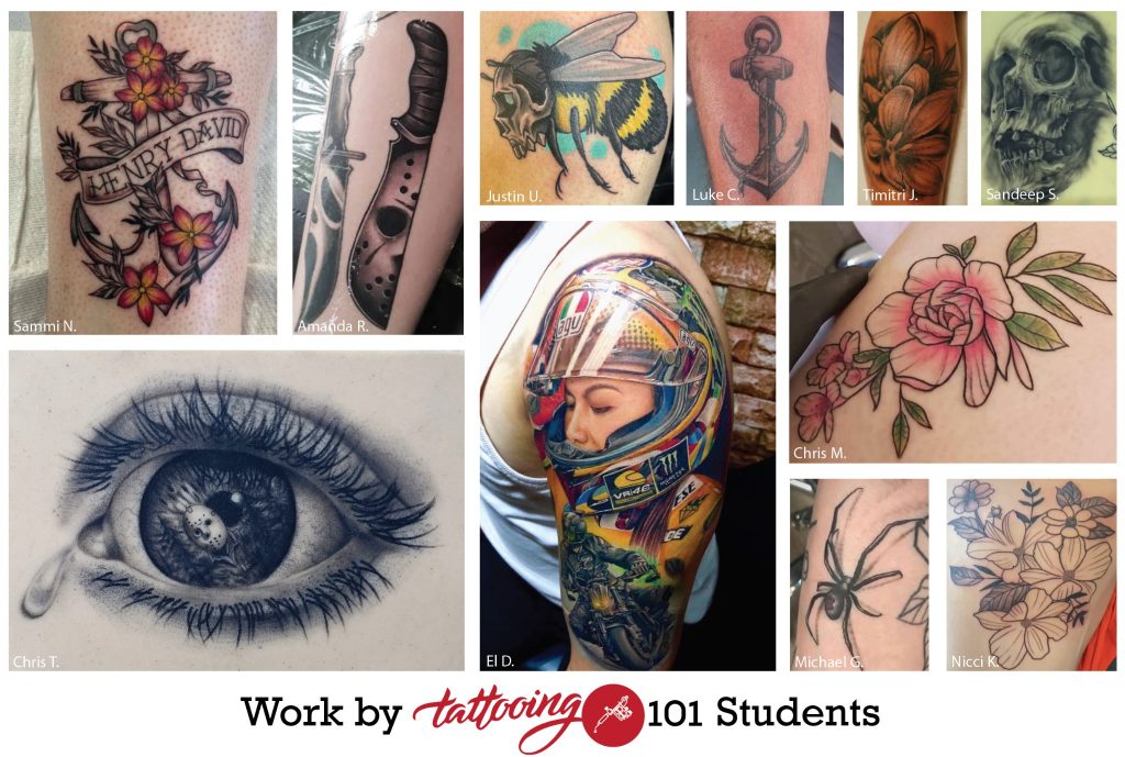 student work from the Artist Accelerator tattoo artist training programs