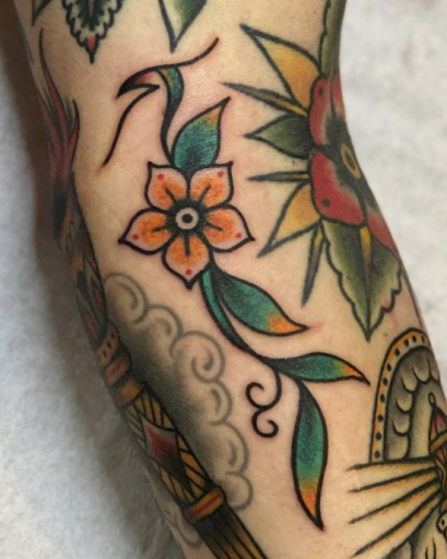 american traditional tattoo style flower