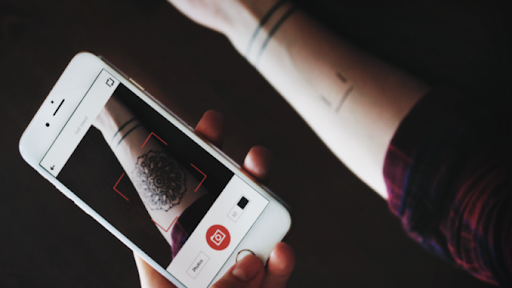 augmented reality image showing tattoo inked onto skin