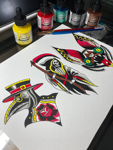 custom sheet of flash tattoos by Rafael