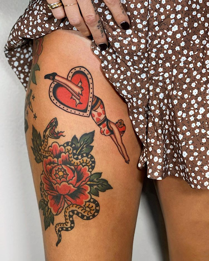inner thigh tattoo