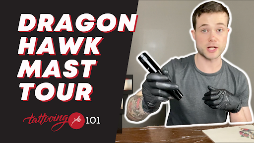 dragonhawk mast tour rotary tattoo pen machine review with silicone practice skins