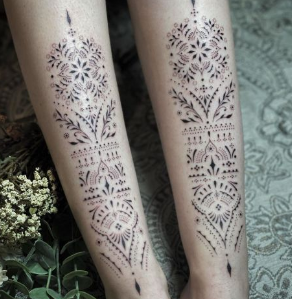Fine line and dot work tattoo 