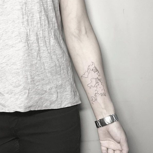 Fine line map tattoos
