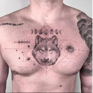 Fine Line Wolf Tattoo