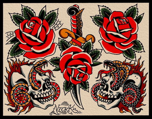 market flash tattoos of skulls