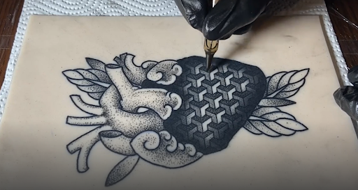 black ink on fake skin