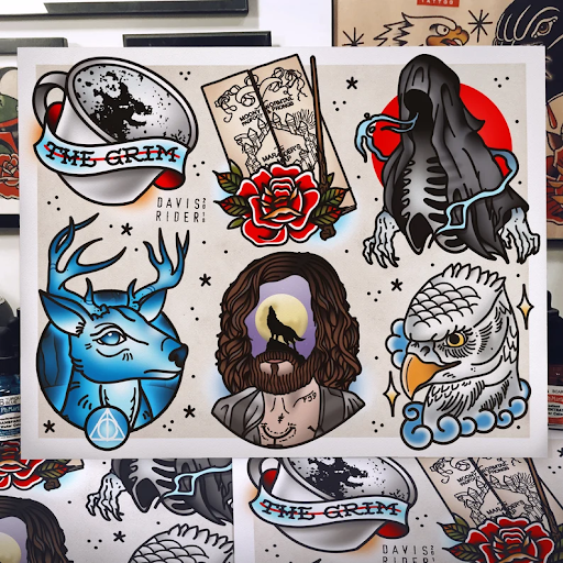 Harry Potter collector flash tattoo by Davis Rider