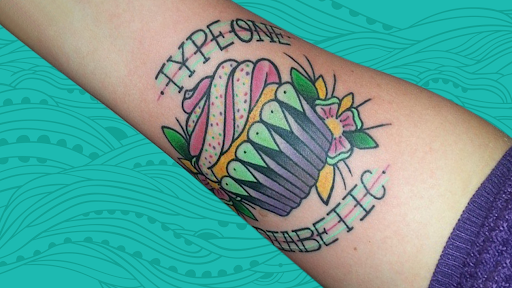 Medical alert tattoos showing that the client is a Type 1 diabetic