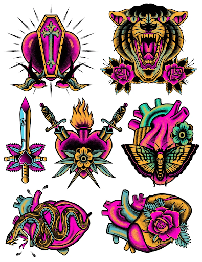 neon flash tattoos
