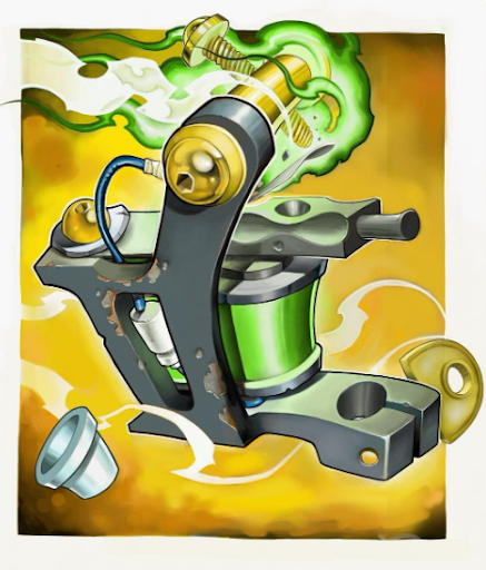 new school flash tattoo design of a tattoo machine
