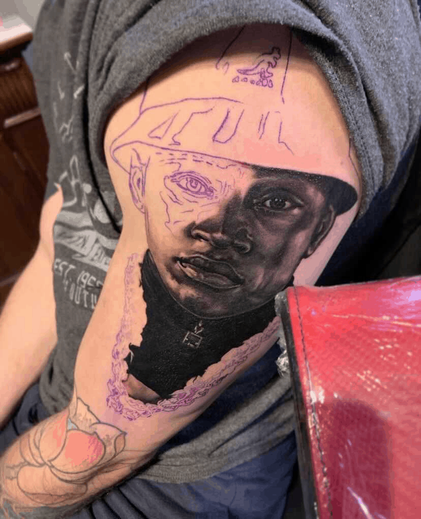 in-progress portrait tattoo 