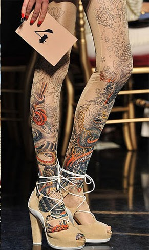 Tattoo leg sleeve garments by Jean Paul Gaultier