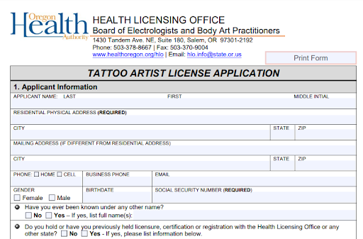 details about how to get a life long tattoo license